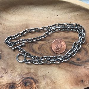 Silver chain necklace with toggle clasp, 18”